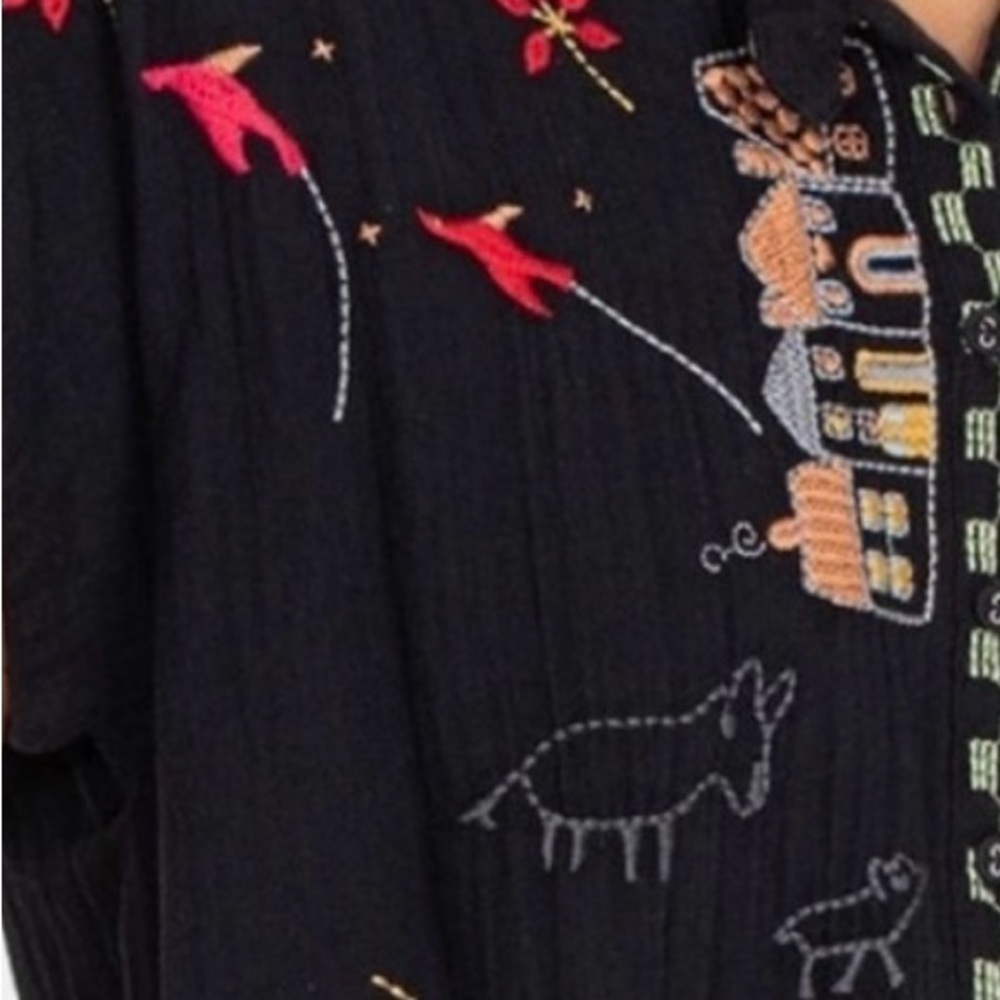 Johnny Was Biya Embroidered Black Boho Tunic - Size S - Floral Silk Blend - NWOT - Picture 9 of 15